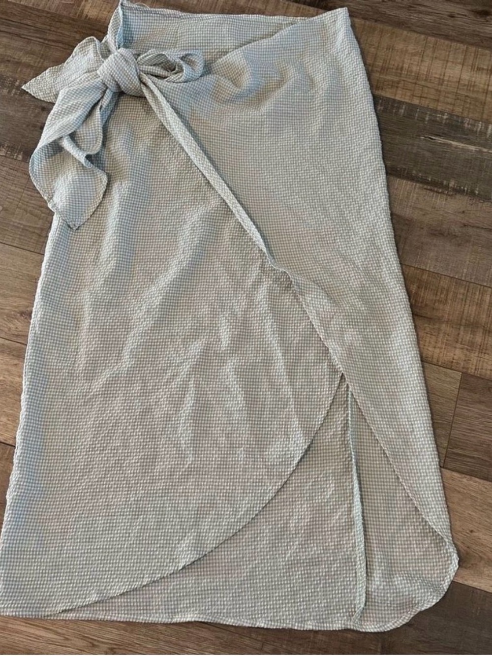 Sage Green Wrap Midi Skirt with Side Tie